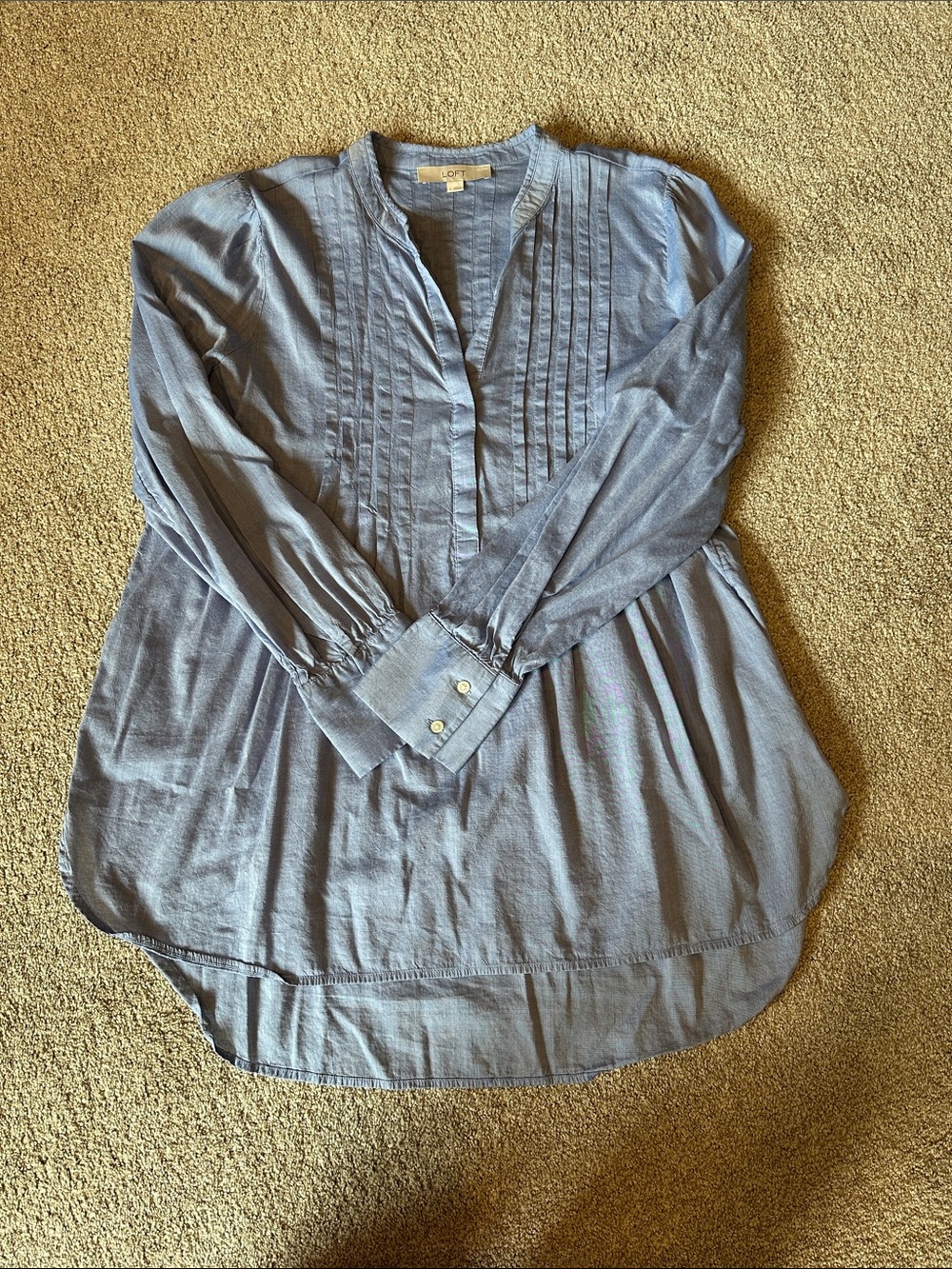 LOFT Chambray Pintuck Button-Front Tunic